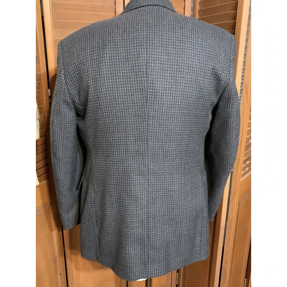 Vtg Haggar City Casuals Gray Check Tweed Wool Blend Sports Coat Sz 38 3Bttn